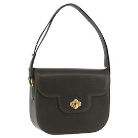 BALLY Schultertasche Leder Grün Gold Auth 185005