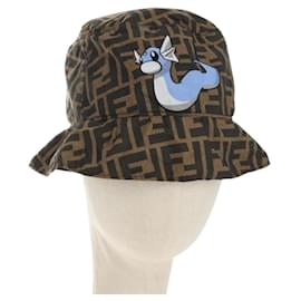 FENDI x FRGMT x POKMON ZUCCA Canvas Bucket Hat Mini-Dragon Brown Auth 167411SM - Fendi