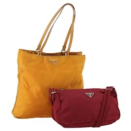 Borsa a Spalla PRADA Nylon 2 Set Orange Red Auth ti3988