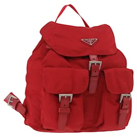 Zaino PRADA Nylon Rosso Argento Auth 185141V - Prada