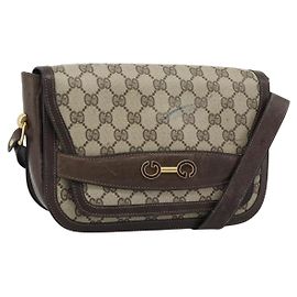 Bolsa de Ombro GUCCI GG Supreme PVC Bege Ouro Auth ep14725