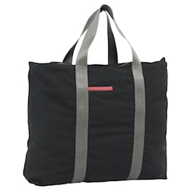 Borsa Tote PRADA Sports Line Nylon Nero Argento Auth ti3994