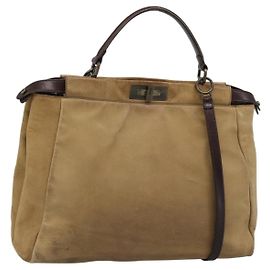 Borsa FENDI Peek A Boo Large in pelle 2way Beige Auth ka4679