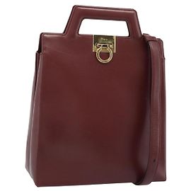 Borsa Salvatore Ferragamo Gancini in Pelle 2way Bordeaux Oro Autentica 185652A