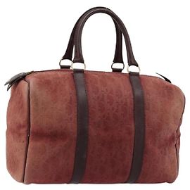 Borsa Boston Christian Dior Trotter Canvas Scamosciato Rosso Oro Autentica 185105
