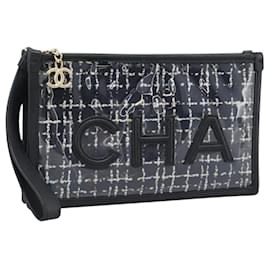 Bolso de mano CHANEL de vinilo negro y oro CC Auth bs35542V - Chanel