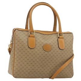 Borsa GUCCI Micro GG Supreme in PVC 2way Beige Oro Auth 184496