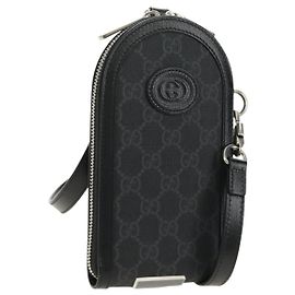 Borsa a tracolla GUCCI GG Supreme PVC Nero Argento 724351 Auth 183126M