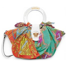 Versace La Medusa Kleine Tasche aus Raffia und Seide