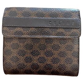 Céline Celine Tri-fold Monogram Coated Canvas Wallet - Brown