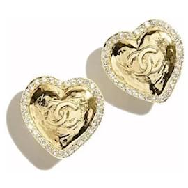 Orecchini Chanel cuore e strass dorati