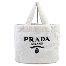 Borsa Tote in spugna Prada con logo Triangle