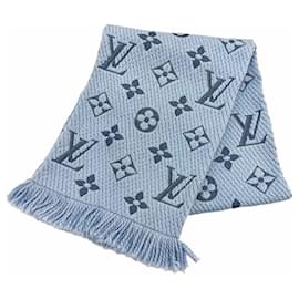 Châle Louis Vuitton en mélange de laine et de soie bleu clair