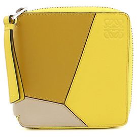Cartera de dos pliegues Loewe en cuero amarillo