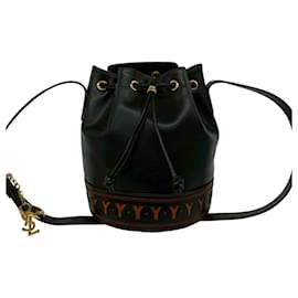 Sac à bandoulière en cuir à cordon de serrage Yves Saint Laurent