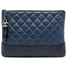 Chanel Blue Medium Aged Calfskin Gabrielle O Case Clutch