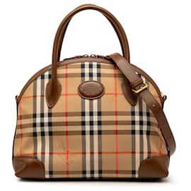 Bolso satchel de lona Burberry beige Haymarket Check