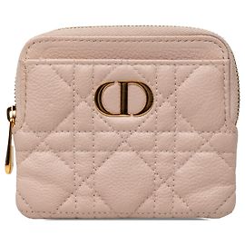 Dior Pink Calfskin Cannage Supple Caro Lavender Coin Pouch
