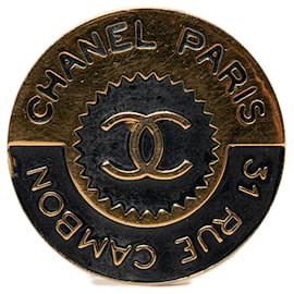 Chanel Gold CC Vergoldet Emaille 31 Rue Cambon Brosche