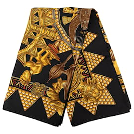 Sciarpa in seta Hermès Black L Or des Chefs 90
