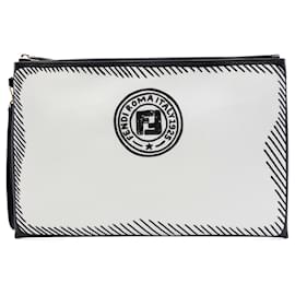 Clutch Fendi White Joshua Vides Leather FF Logo
