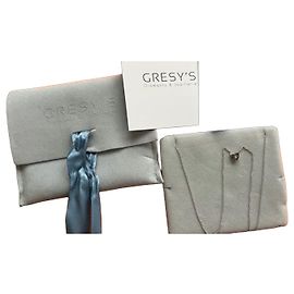 Autre Marque Colar Gresy's em ouro branco 18k com pingente de coração e diamante