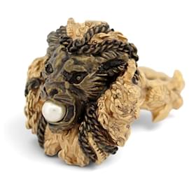 NEUER CHANEL LÖWENKOPF RING PARIS VENISE KOLLEKTION GRÖSSE 55 PERLE VERGOLDETES METALL RING
