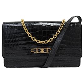 Céline CELINE VINTAGE NUOVO BORSA A SPALLA IN PELLE DI COCCO CON CHIUSURA TRIOMPHE