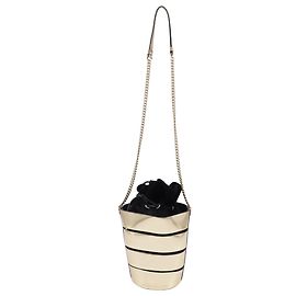 Borsa a secchiello Salvatore Ferragamo in pelle oro con motivo a gabbia
