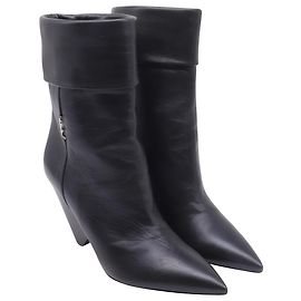 Botines de cuña Niki 85 en piel negra Saint Laurent