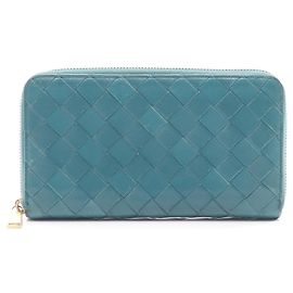 Cartera larga con cremallera de cuero Intrecciato Bottega Veneta