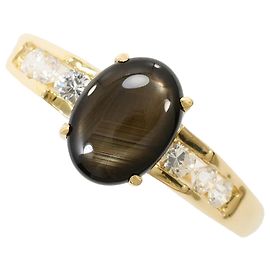 Autre Marque 14K Gelbgold-Ring mit Saphir und Zirkonia