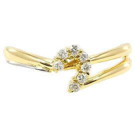Autre Marque 18K Gelbgold- und Platin-Ring mit Diamant