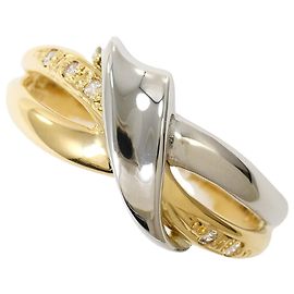 Autre Marque Anel de banda em platina e ouro amarelo com diamante