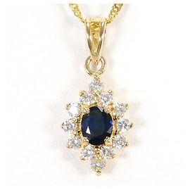 Autre Marque Collana in oro giallo 14K con zaffiro e diamante
