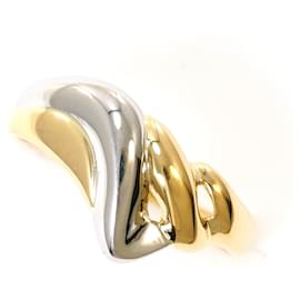 Autre Marque Anello a fascia in oro giallo 18K e platino