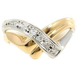 Anel de banda de diamante em ouro amarelo 18K e platina - Autre Marque