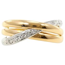 18K Gelbgold- und Platinring mit Diamant - Autre Marque