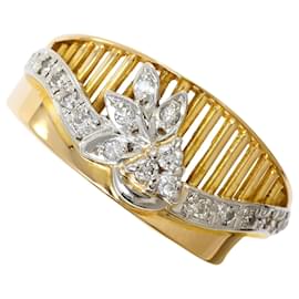 Autre Marque 18K Gelbgold- und Platin-Ring mit Diamant