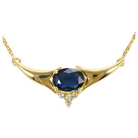Autre Marque Collana in oro giallo 18K con zaffiro e diamante