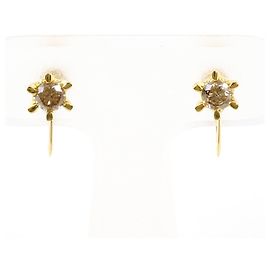 Autre Marque Orecchini a clip in oro giallo 18K con diamanti marroni