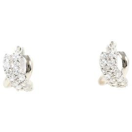 Autre Marque Orecchini a cerchio in oro bianco 14K con zircone cubico