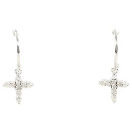 Autre Marque Orecchini pendenti in oro bianco 18K e diamanti
