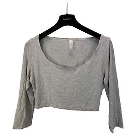 Norma Kamali Top corto in misto viscosa grigio