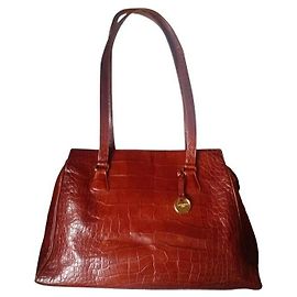 Sonia Rykiel Tote Bag aus braunem Krokopräge-Leder