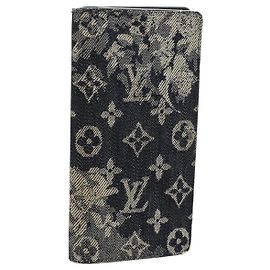 LOUIS VUITTON Portafoglio Tapestry Brazza Portefeuille NM Navy M80032 LV Auth 184232M