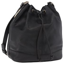 Borsa a Spalla Burberry in Pelle Nera con Dettagli Dorati Auth 184932