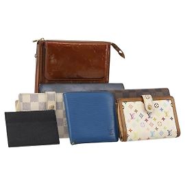 LOUIS VUITTON Bulgari Damier Vernis Epi Wallet PVC 7 Set White Blue Auth BA13273