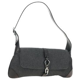 Borsa a Spalla GUCCI Jackie Denim Nero Argento 90667 Auth 184577SAM