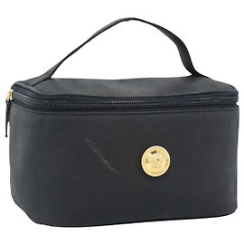 Borsa a Mano Gianni Versace Vanity Pelle Nera e Oro Auth bs35548